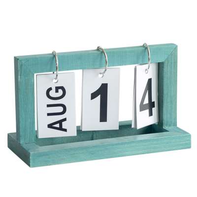 Wooden perpetual table calendar for home decor