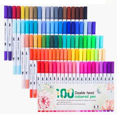 100 Amazon Hot Art Grade Dual Tip WATER COLOR Brush Pens Art Markers for art school student or artist