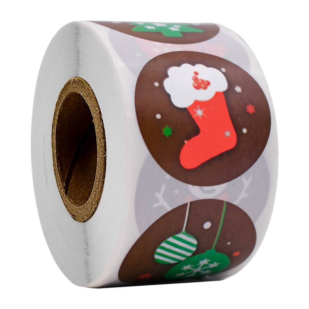 Amazon Hot Style Roll Pack Stickers Christmas Decoration Gift Series Sticker Labels