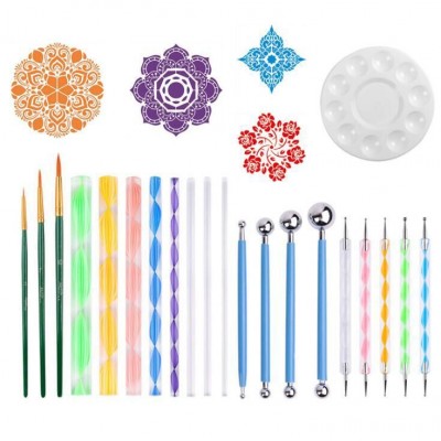 Mandala Dotting Tools 36 PCS Dotting Tools Stencil Painting Tool Kits Brushes Paint Tray