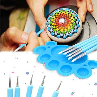 19PCS Mandala Dotting Tools Set Pen Dotting Tools Mandala Stencil Ball Stylus Paint Tray for Painting Rocks, Coloring, Drawing